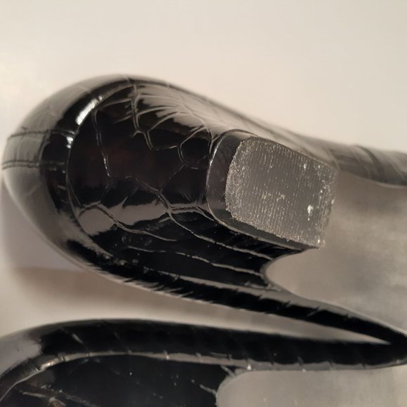 NATURALIZER PATENT BLACK LEATHER Slip on reptile print Sz 7 EUC - Picture 8 of 9